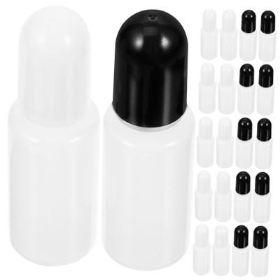 SKISUNO 20pcs Empty Dropper Bottles Portable Oil Droppers Black White Caps for Essential Oils Use Leakproof Reusable Liquid Storage Bottles