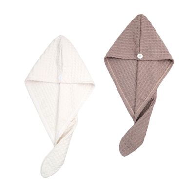 Baluue 2pcs Water-Absorbent Hair Wraps for Quick Drying Caps for Wet Hair Care Gentle Microfiber Turbans and Bathing Supplies for Home Use