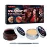 Halloween Scar Wax and Fake Blood Gel Set - Makeup Skin Wax, Black Face and Body Paint for Costumes with Special Effect Wound Shaping Tool and Spatula view 1