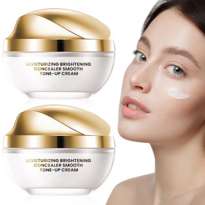 2PCS Ownawant Crema De Maquillaje,Crema De Maquillaje,Detroitrain Moisturizing Concealer Smooth Tone-Up Cream, Corrector Iluminador Hidratante Crema Tnica Suave, Base De Maquillaje