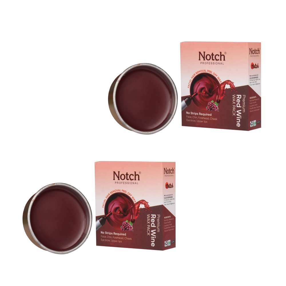 NOTCH- No Pain Red Wine Face And Body Red Sensitive Areas Peel Off Wax For Eyebrow/Upper Lips/Facial Hair/Bikni/Underarms/Legs/Thigs Hair Removal Katori Wax | 80g X 1pc