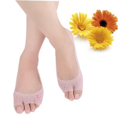 BESTYASH Open-toed Non-slip Sebs Socks for Women Breathable Moisture Control Casual Boat Socks Pink for All Shoe Types Anti-crack Design Reusable and Washable