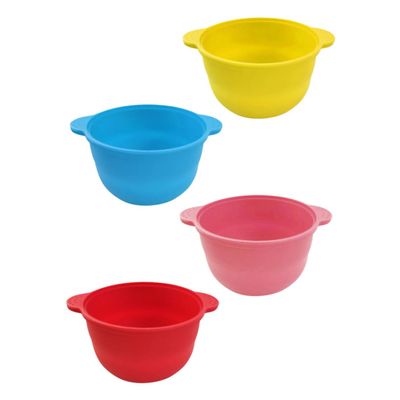 MERRYHAPY 4pcs Foldable Silicone Wax Melting Bowl for Hair Removal Nonstick Heat-resistant Wax Pots Red Yellow Blue Pink Home and Salon Use