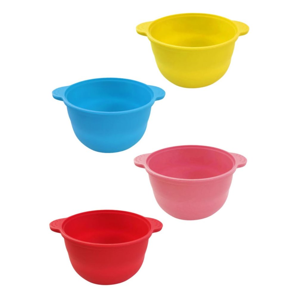 MERRYHAPY 4pcs Foldable Silicone Wax Melting Bowl for Hair Removal Nonstick Heat-resistant Wax Pots Red Yellow Blue Pink Home and Salon Use
