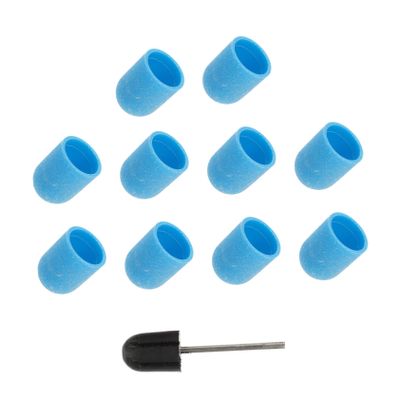 Blue 180 Grit Nail Sanding Caps for Cuticle and Side Wall Care, 10Pcs