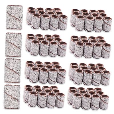 WOONEKY 100pcs Nail Sanding Bands Professional Grinding Head Polisher Sanding Sleeve for Manicure Pedicure Coarse Fine Grit for Natural Artificial Nails