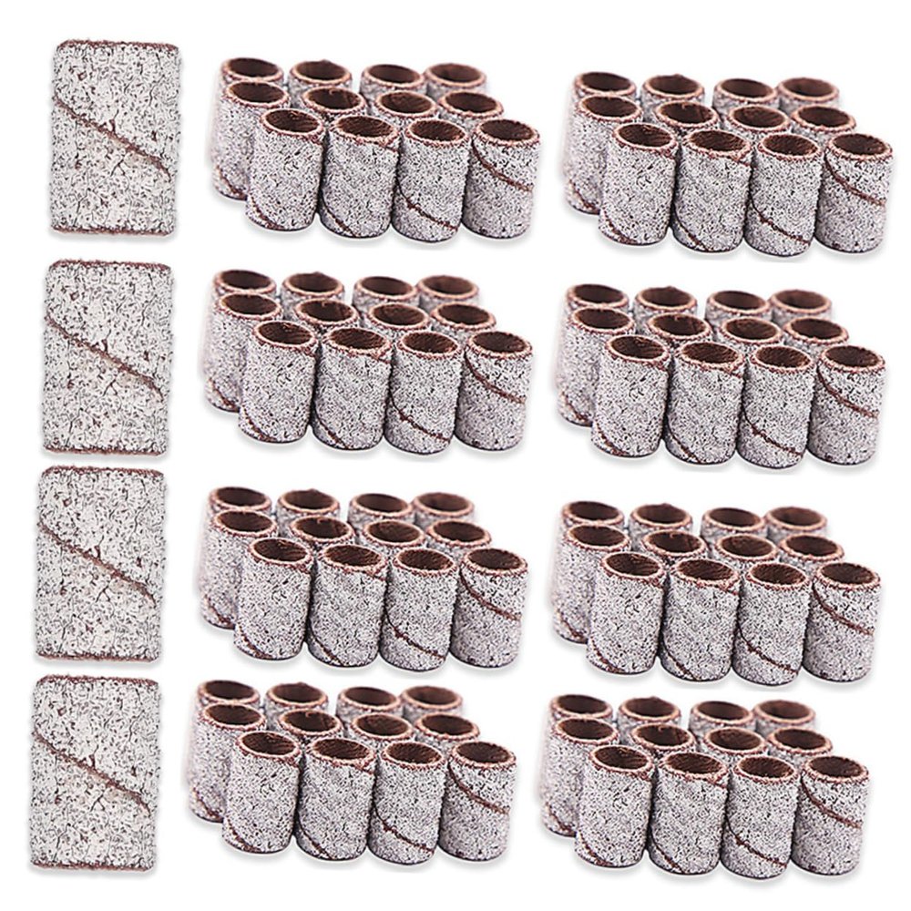 WOONEKY 100pcs Nail Sanding Bands Professional Grinding Head Polisher Sanding Sleeve for Manicure Pedicure Coarse Fine Grit for Natural Artificial Nails