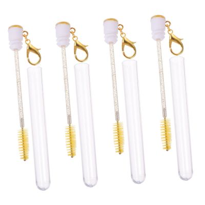 HONMEET 4pcs Lash Brush Keychain Mascara Brushes Wands Tube for Eyelash Makeup Portable