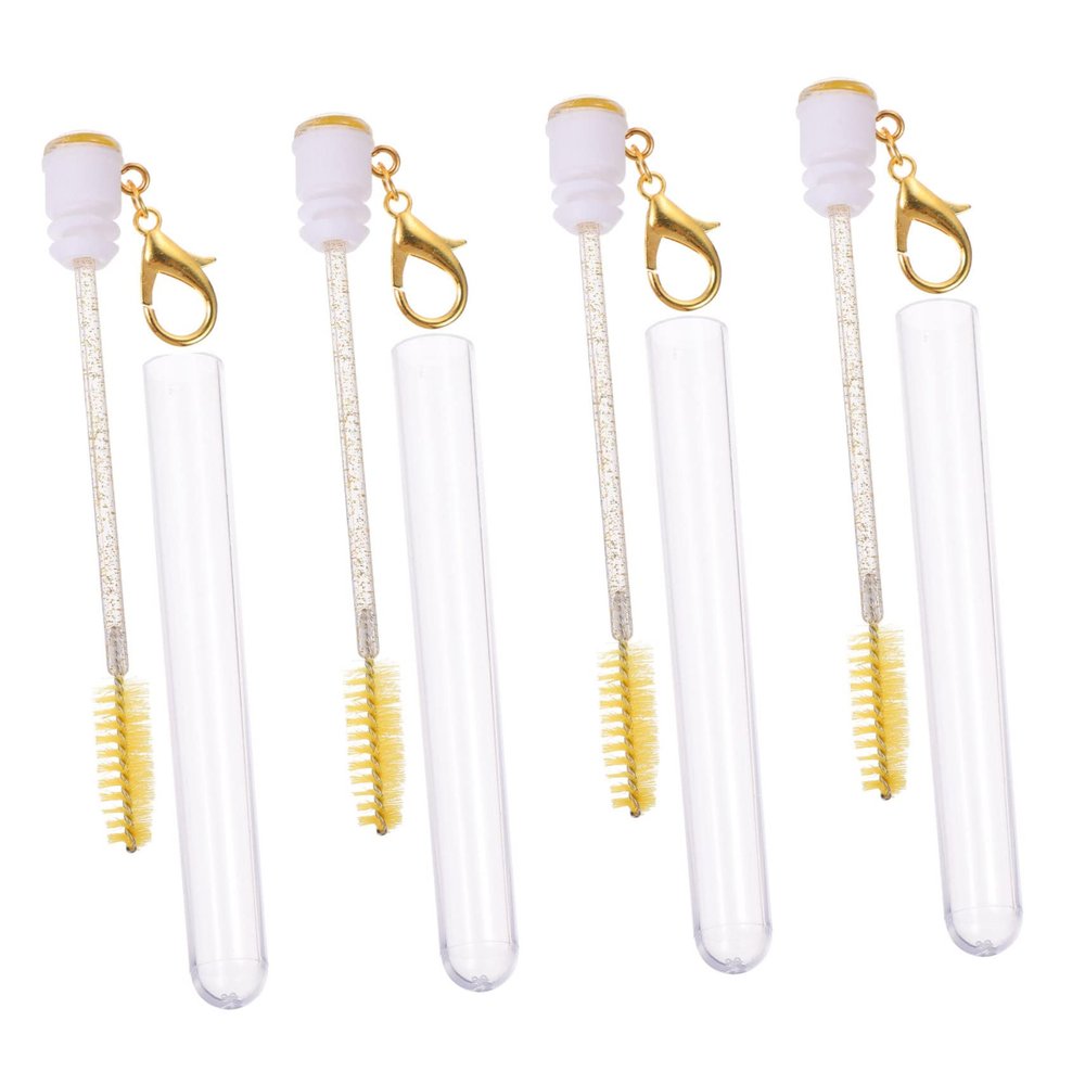 HONMEET 4pcs Lash Brush Keychain Mascara Brushes Wands Tube for Eyelash Makeup Portable