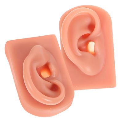 Baluue 2pcs Silicone Ear Piercing Models for Practice and Training Realistic Artificial Ear Teaching Supplies for Piercing Deep Skin Tone Left Right