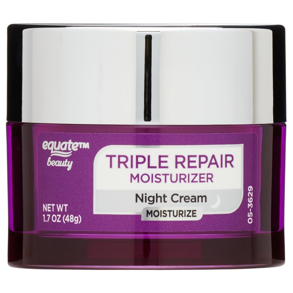 Maker Explorador Equate Triple Repair Moisturizer Night Cream, All Skin Types, Dryness, 1.7 oz and card gift