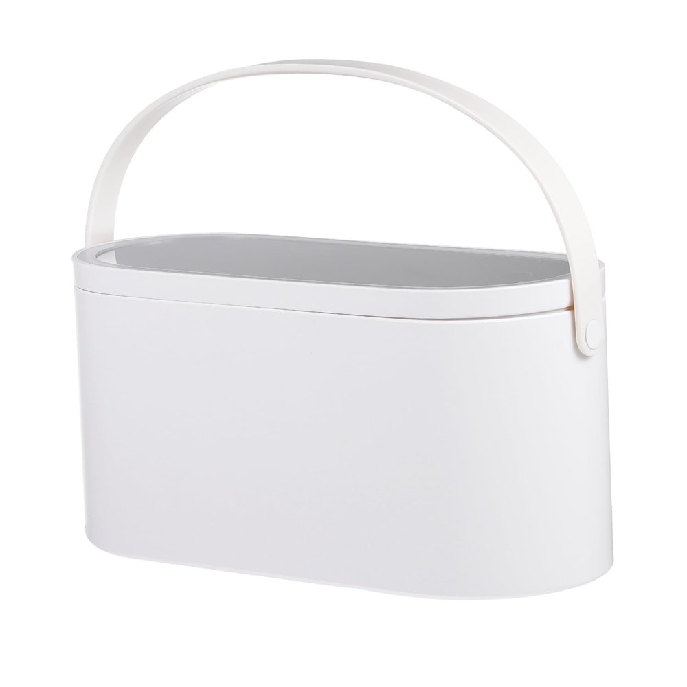 Baluue Portable Makeup Organizer Box with Led Mirror Travel Cosmetic Case for Women Capacity Handheld Makeup Storage Durable Design Brightness Touch Light