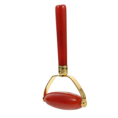 VINTORKY Roller Massaging Tool for Facial Beauty Dual-head Red Agate Face Massager for Home Use and Spa Smooth Edges Comfortable Grip Friends and Family