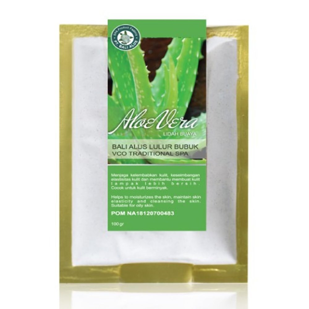Bali Alus Lulur Bubuk Powder Scrub Aloe Vera VCA Traditional SPA, 100 gram (Pack of 2)