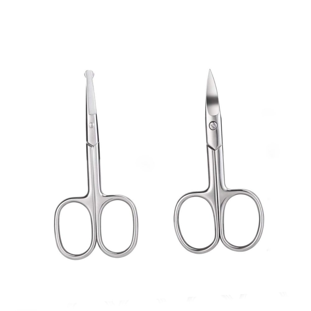 Beatifufu 2pcs Multi-use Scissors Nose Hair Trimmer Vibrissa Scissor Eyebrow Scissor Facial Scissors Comb Safe Easy