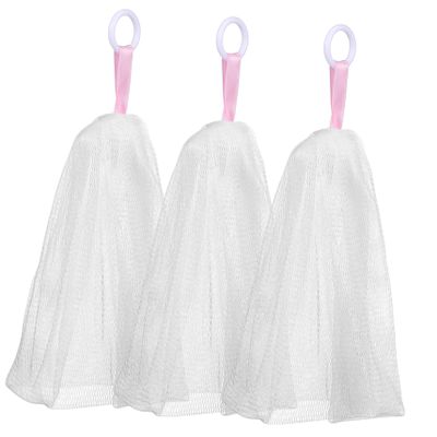 MERRYHAPY 3pcs Net for Soap Face Wash Holder Cleanser Easy to Use Sturdy Pe Material Drawstring Design Space-Saving Storage