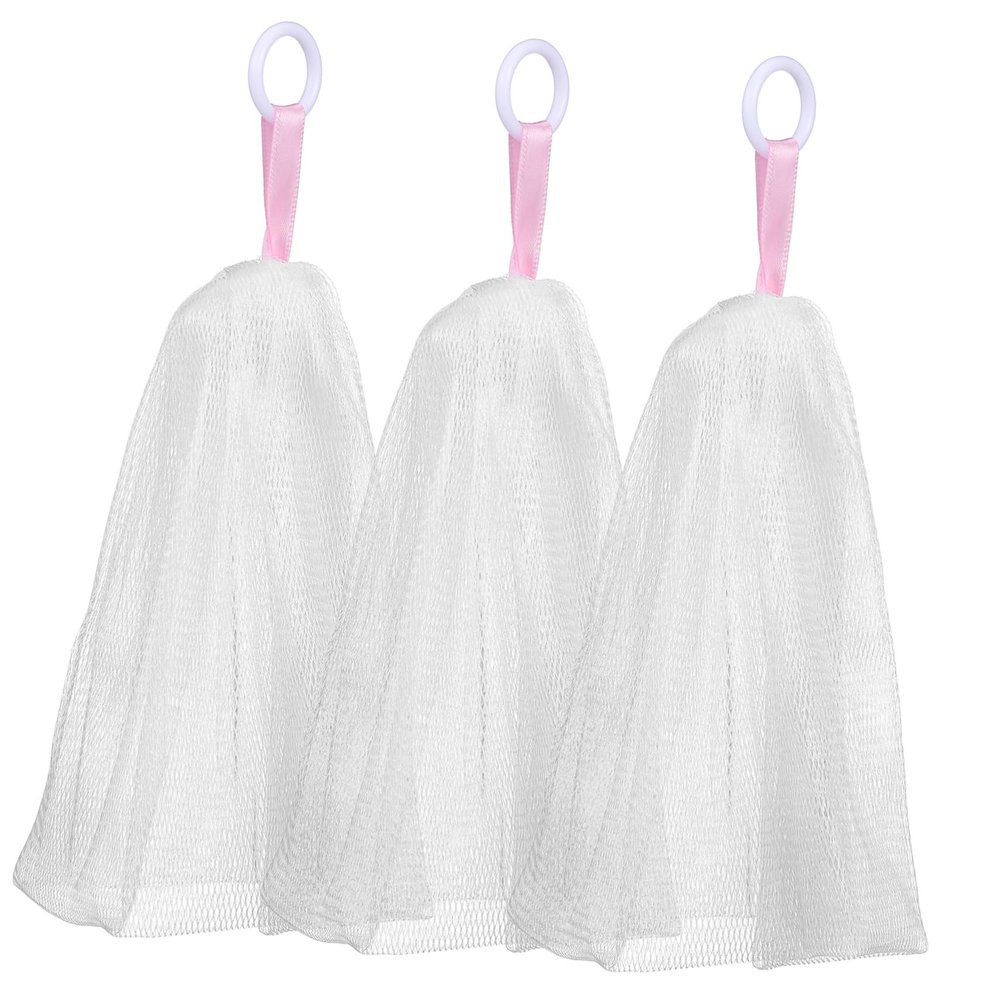 MERRYHAPY 3pcs Net for Soap Face Wash Holder Cleanser Easy to Use Sturdy Pe Material Drawstring Design Space-Saving Storage