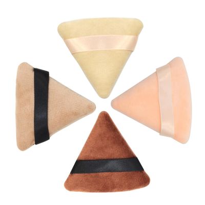 Baluue 4pcs Triangle Makeup Powder Puff Washable Velour Sponges for Foundation Blush Concealer and Highlighter to Cosmetic Tools