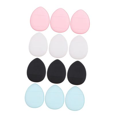 Baluue 12pcs Mini Makeup Powder Puff for Foundation and Concealer Wet Dry Use Soft Velour Sponges Black Blue Pink White for Travel and Everyday Application