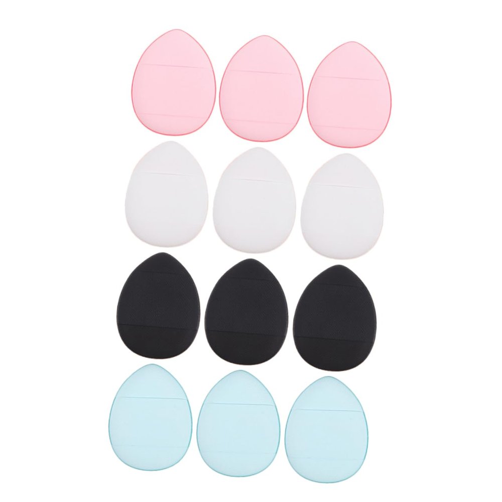 Baluue 12pcs Mini Makeup Powder Puff for Foundation and Concealer Wet Dry Use Soft Velour Sponges Black Blue Pink White for Travel and Everyday Application