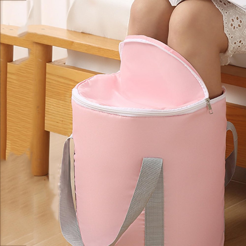 Large Collapsible Foot Bath Basin, Foldable Bucket Foot Soaking Bag, Portable Home Foot Spa Tub with Handle, Multifunctional Travel Foot Bath Bucket for Camping Finishing Storage Washing ,Pink