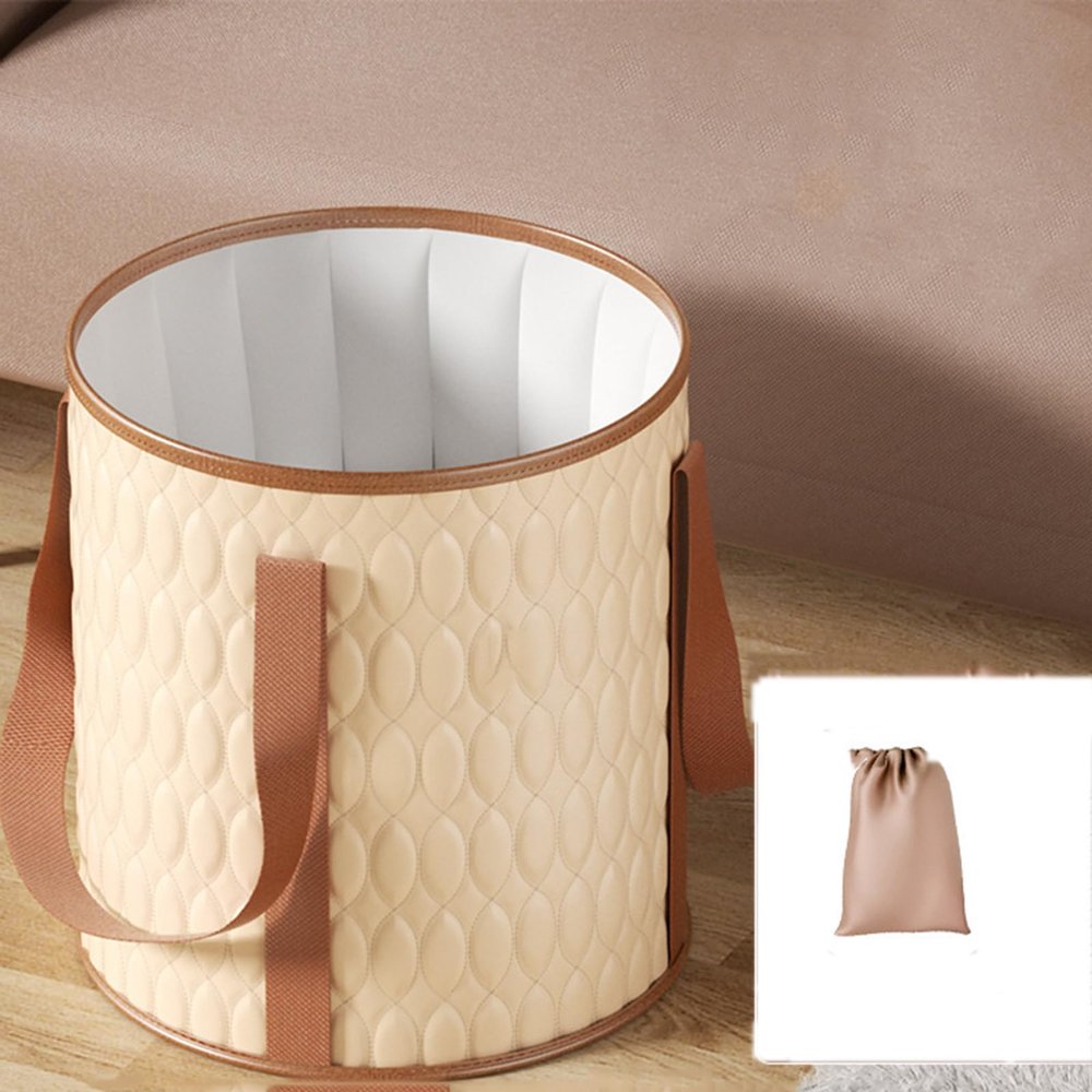 Walkervo Foot Soaking Tub, Portable Foot Soaking Bag Deep Tub for Foot Soaking, Insulated for Warmth, Foldable Design Foot Bath Bucket with Lid,Beige