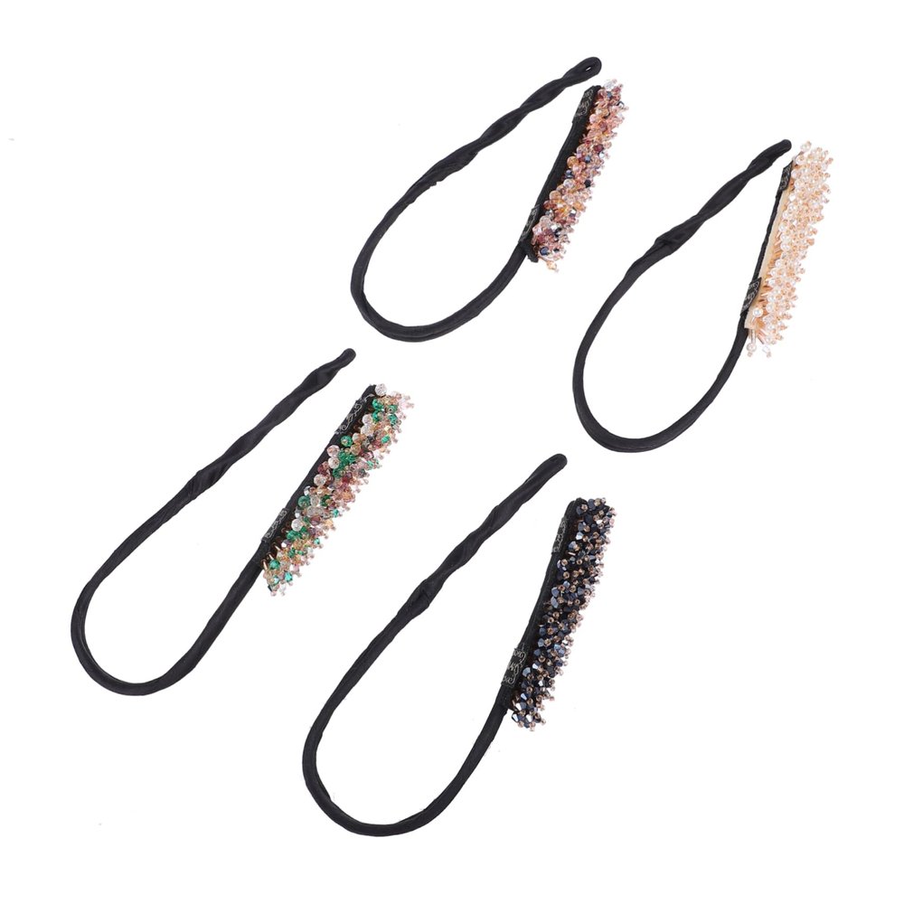 Baluue 4pcs Rhinestone Hair Bun Maker for Women Girls Easy Diy Styling Accessories for Elegant Updos Suitable for Daily Wear Parties Weddings and More