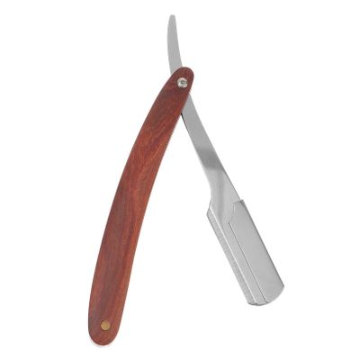 Wood Handle Straight Barber Razor Manual Shaving Tool for Men for Beard Sideburns and Hair Style Design