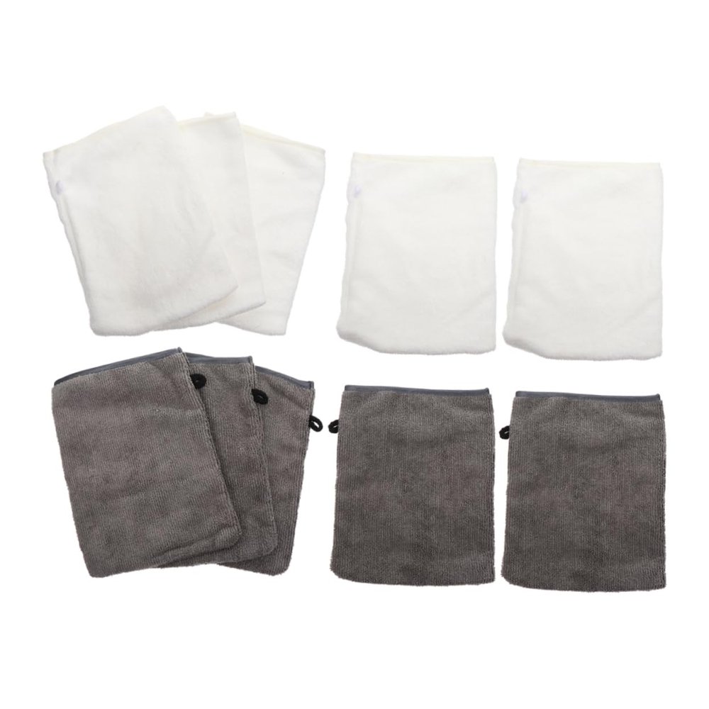 Beatifufu 10pcs Makeup Gloves Soft Microfiber Face Cleaning Mitts for Exfoliating Daily Skin Care Comfortable and Skin-friendly Includes White and Gray-black Gloves