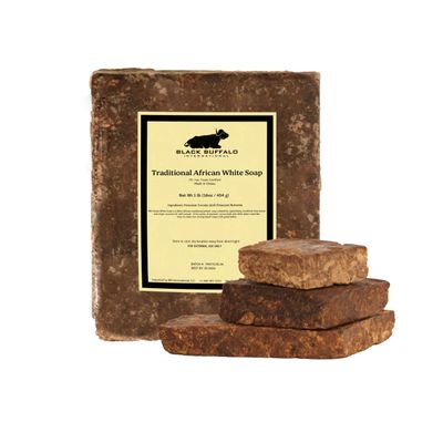 Raw African White Soap  1lb Unscented Traditional Ghana Soap | Authentic, Handcrafted African Bar with Shea Butter & Coconut Oil | Natural Face, Body & Hair Cleanser