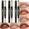 BINGBRUSH 3Pcs Double Ended Nude Dark Brown Velvet Matte Lip Liner and Lipstick Makeup Combo Set for Women,Lipliner 24 Hours Original Waterproof Long Lasting Lip Stains Pencil Kit Set view 1
