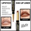 BINGBRUSH 3Pcs Double Ended Nude Dark Brown Velvet Matte Lip Liner and Lipstick Makeup Combo Set for Women,Lipliner 24 Hours Original Waterproof Long Lasting Lip Stains Pencil Kit Set view 3