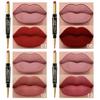 BINGBRUSH 6Pcs Double Ended Mauve Ruby Deep Red Matte Lip Liner and Lipstick Makeup Combo Set for Women, Light Brown Lipliner 24 Hours Original Waterproof Long Lasting Lip Stains Pencil Kit Set view 3