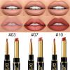 BINGBRUSH 3Pcs Double Ended Light Brown Nude Beige Matte Lip Liner and Lipstick Makeup Combo Set for Women, Rose Gold Lipliner 24 Hours Original Waterproof Long Lasting Lip Stains Pencil Kit Set view 2