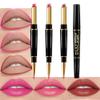 BINGBRUSH 3Pcs Double Ended Warm Bright Pink Plummy Terracotta Shine Lip Liner and Lipstick Makeup Combo Set for Women,Lipliner 24 Hours Original Waterproof Long Lasting Lip Stains Pencil Kit Set view 1