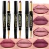 BINGBRUSH 3Pcs Double Ended More Mauve Berry Blush Matte Lip Liner and Lipstick Makeup Combo Set for Women,Lipliner 24 Hours Original Waterproof Long Lasting Lip Stains Pencil Kit Set view 1