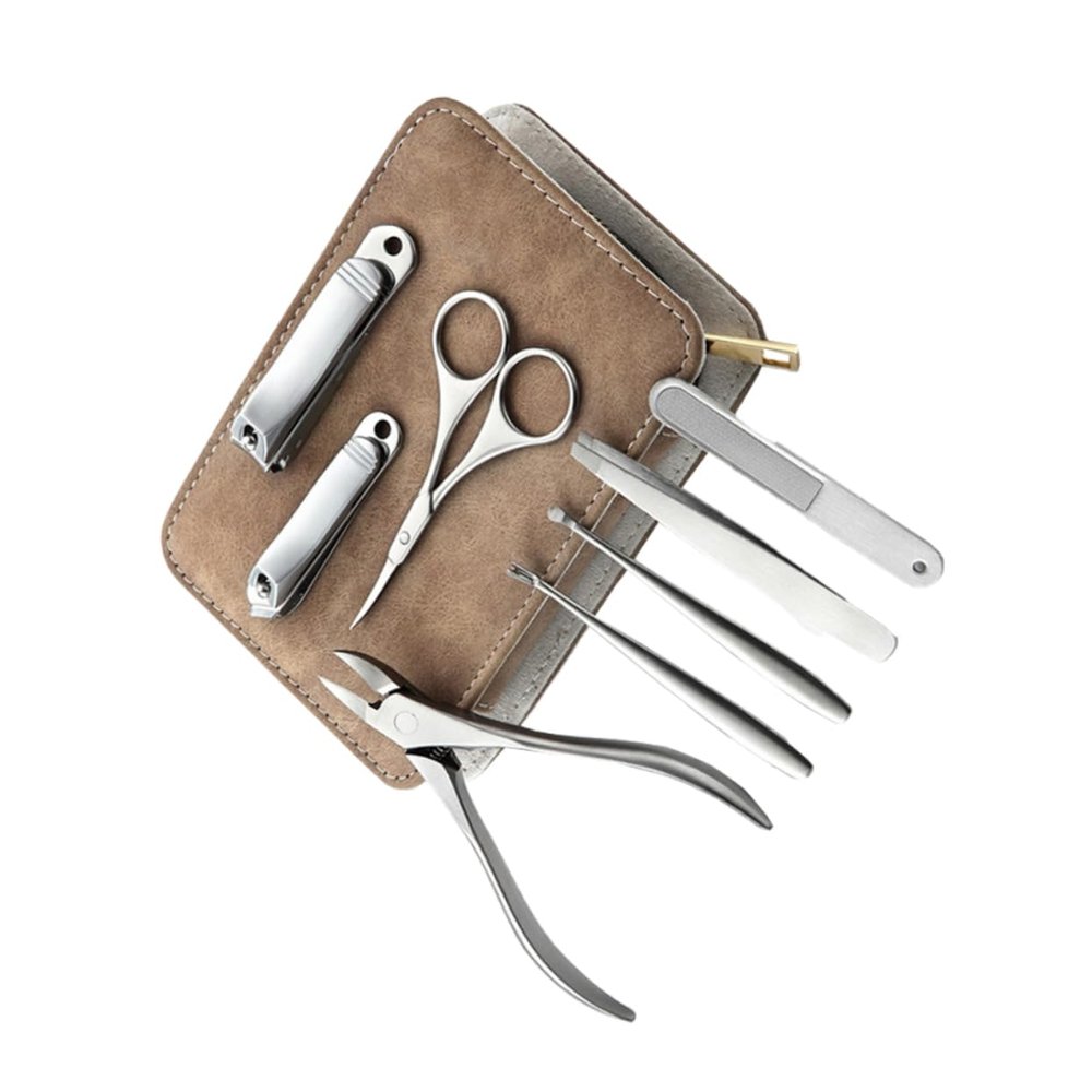 SOESFOUFU Stainless Steel Nail Clipper Set Manicure Kit with Toe Nail File for Adults for Home and Professional Use Stylish Storage Bag Included