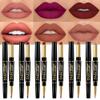 BINGBRUSH 6Pcs Double Ended Rose Wine Nude Brown Plum Purple Red Matte Lip Liner and Lipstick Makeup Combo Set for Women,Lipliner 24 Hours Original Waterproof Long Lasting Lip Stains Pencil Kit Set view 1