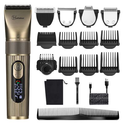 Hatteker Men's Beard Trimmer Professional Cordless Hair Clipper Barber Clipper Shaver Detail Trimmer for Men Waterproof 4 in 1