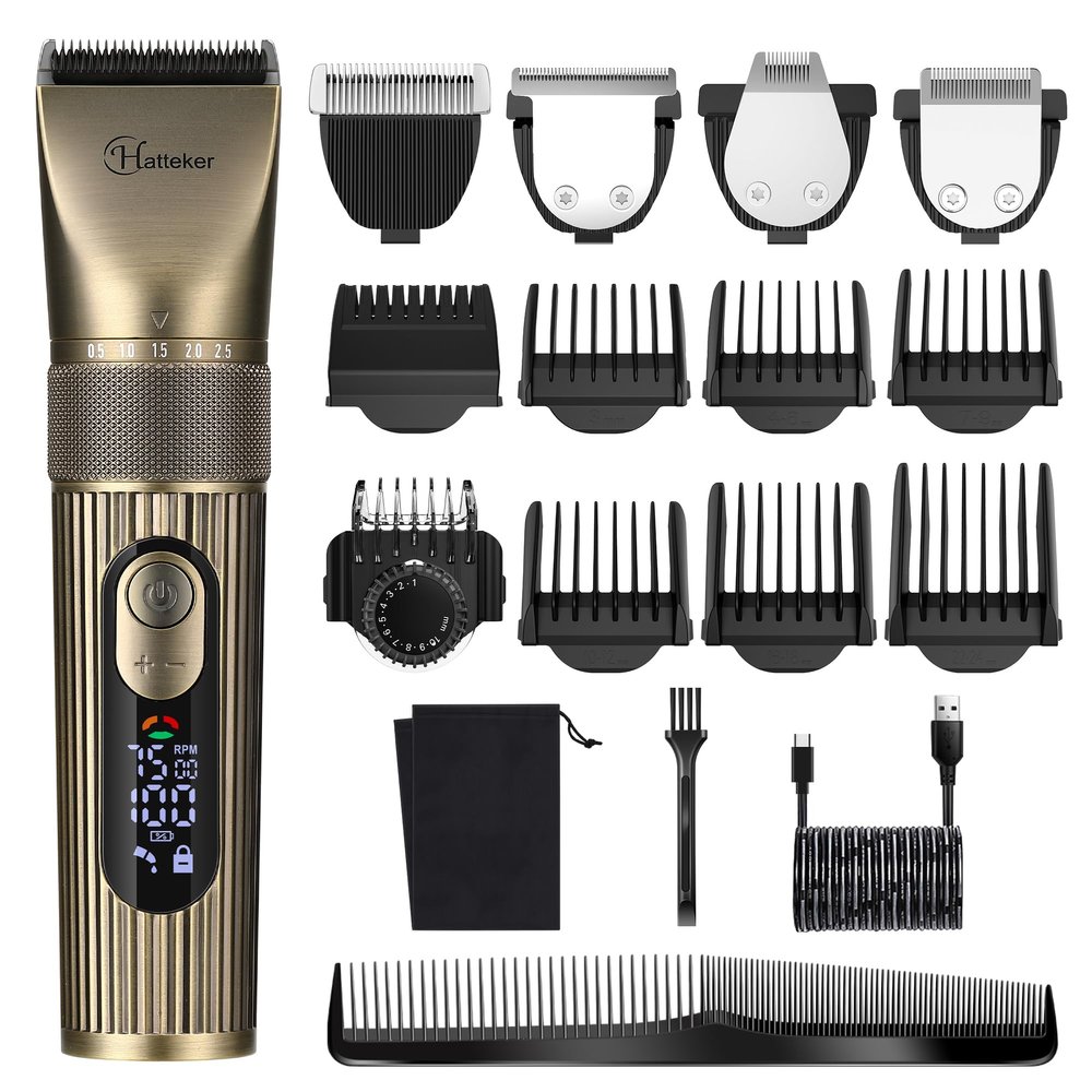 Hatteker Men's Beard Trimmer Professional Cordless Hair Clipper Barber Clipper Shaver Detail Trimmer for Men Waterproof 4 in 1
