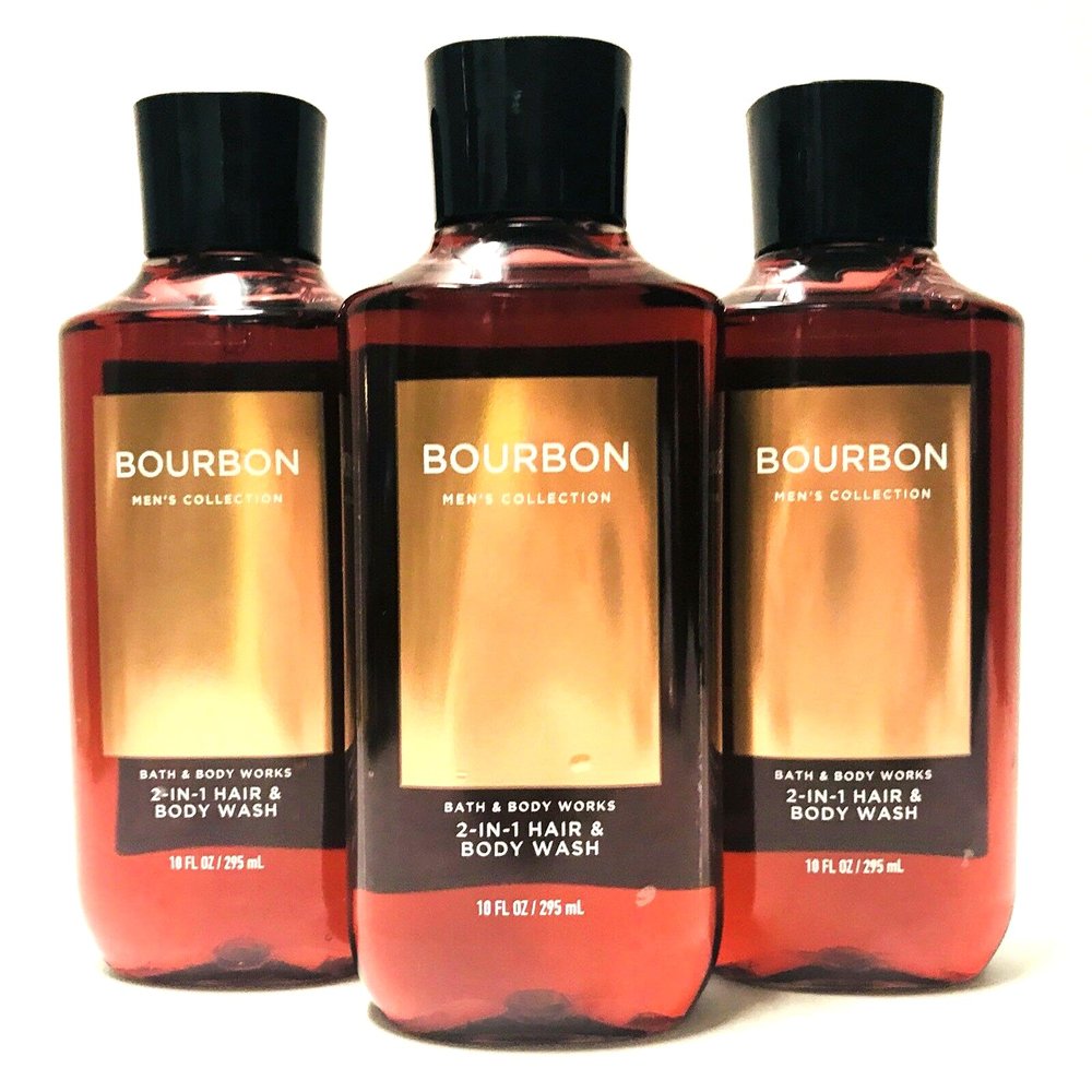 3 Bourbon For Men 3 in 1 Hair Face bath Body Wash Shower Gel 10 oz
