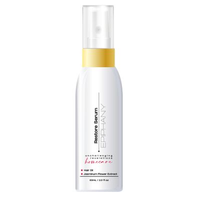 Epiphany Restore Serum Leave In Hair Treatment for Dry Damaged Frizzy Hair Heat Protectant with Argan Jojoba Marula and Acai Oils Vitamin E Shine Repair and Frizz Control 2 oz
