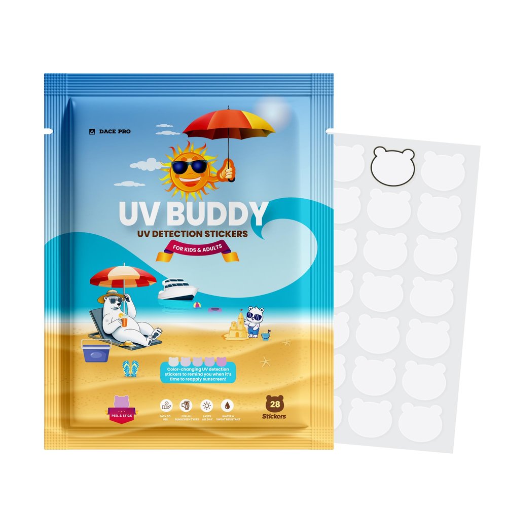 UV Buddy UV Stickers for Sunscreen 28 Bear UV Detection Reminder Patches