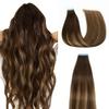 AGMITY Human Hair Extensions Tape in 18 inches 20pcs 50g/pack Chocolate Brown Mixed Honey Blonde Weft Skin Invisible Thick Hair Tape in Extensions(18 inches #T4-P27-4) view 1