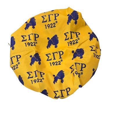 Sigma 1922 Gamma Rho SGR Yellow Shower Cap for Men & Women With Braids, Locs, Afro, Coily, and Long Hair, Waterproof, Washable, Reusable & Adjustable, Great for Home, Spa, Self Care, Hotel & Salon