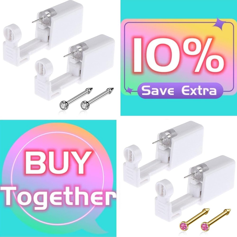 Lyuxzad Nose Piercing Gun Kit - 6Pcs Self Nose Piercing Kit