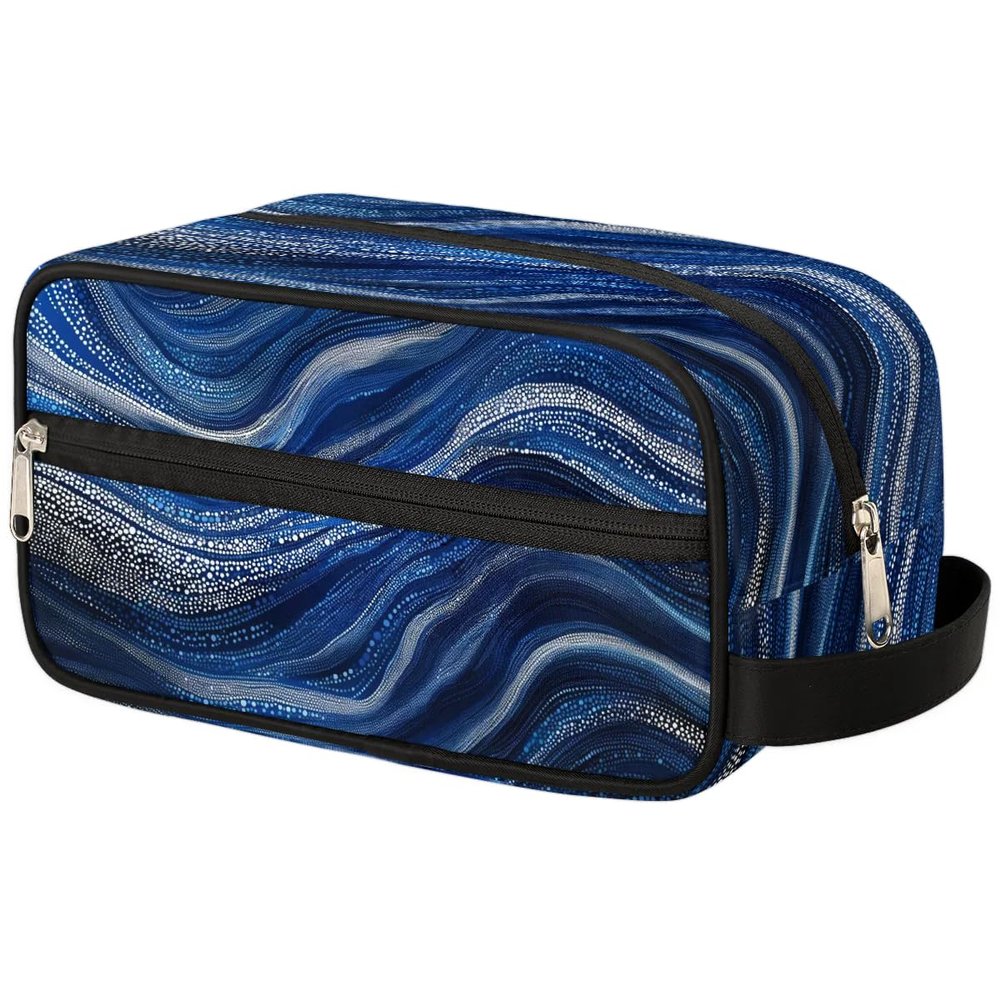 Ourtheme Travel Toiletry Bag for Women Men, Art Dots Pattern Foldable Dopp Kit Water Resistant Shaving Bag for Toiletries Cosmetics Traveling Organizer
