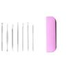 7-in-1 Stainless Steel Blackhead Removal Set, 7-Piece Storage Bag, Blackhead Remover; Skin Care Tools Facial Acne/Pimple Popper kit (7pcs/Set with Pink case) view 1