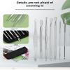 7-in-1 Stainless Steel Blackhead Removal Set, 7-Piece Storage Bag, Blackhead Remover; Skin Care Tools Facial Acne/Pimple Popper kit (7pcs/Set with Pink case) view 2