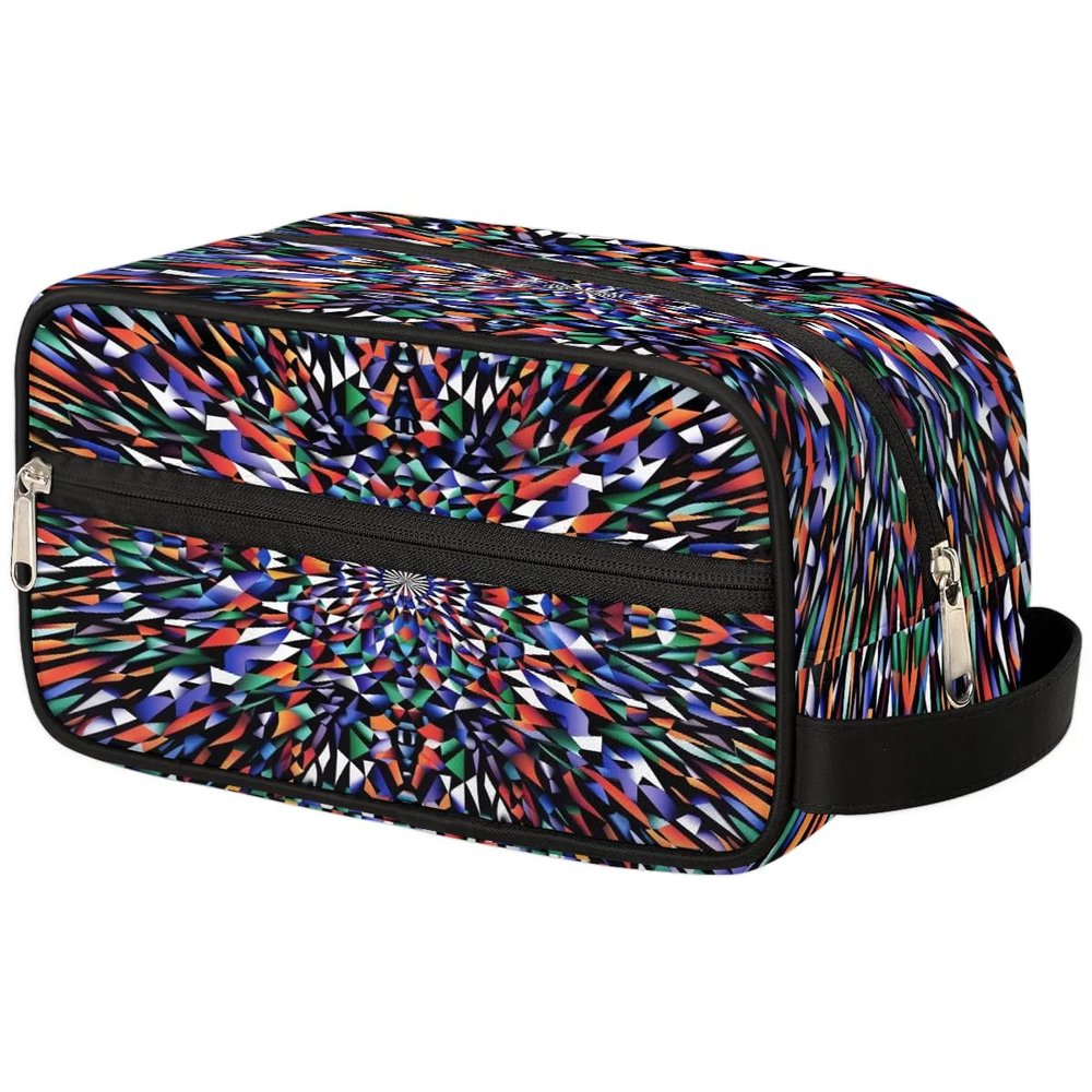 Ourtheme Travel Toiletry Bag for Women Men, Art Colorful Geometry Foldable Dopp Kit Water Resistant Shaving Bag for Toiletries Cosmetics Traveling Organizer